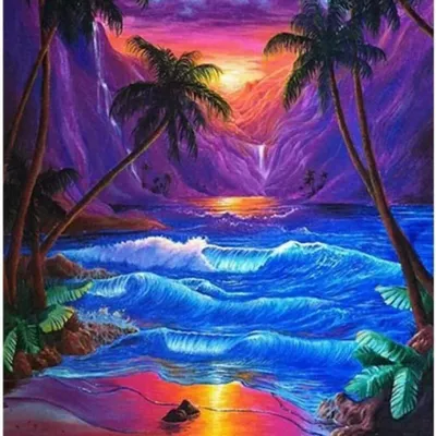 Produktbild von NORIMPEX Diamond kleiner Ofen Sonnentropfen unter Palmen 30x40cm