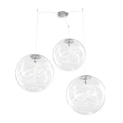 Produktbild von Zeitgenössische Aufhängung Mond Metall Chrom weißes Glas 3 Lichter E27 D.40Cm