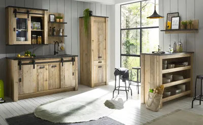 Produktbild von Küche mit Theke "Stove" in Used Wood Küchenschrank Set 6-teilig