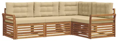 Produktbild von vidaXL Outdoor-Sofagarnitur mit Kissen 4 pcs Natur und Beige
