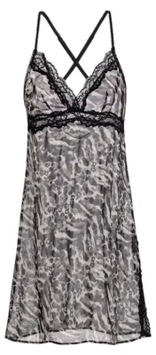 Productafbeelding van Dorina jurk/nachthemd: ongevoerd, chiffon met kantdetails