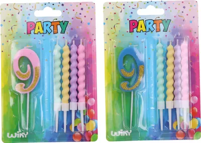 Produktbild von Partykerze Nummer 9 + 4 Kerzen