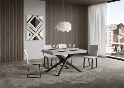 Productafbeelding van ITAMOBY - Uittrekbare eettafel 120/380x90 cm, poten van hout in kasjmirstijl, antracietkleur