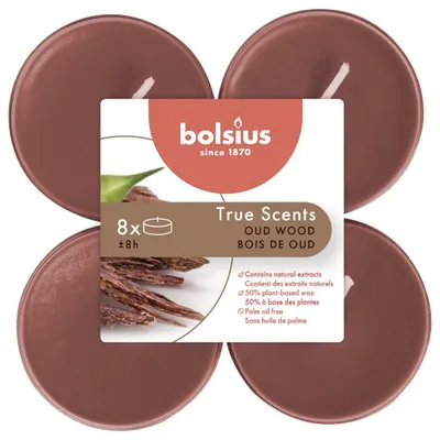 Image de Maxi-bougies parfumées, Oud Wood, True Scents, BOLSIUS, Ø60 mm, durée de combustion env. 8h, 8 pièces par emballage