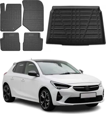 Produktbild von Fußmatten & Kofferraumwanne Set für Opel Corsa F 2019-2024 Gummi TPE Schwarz 5x