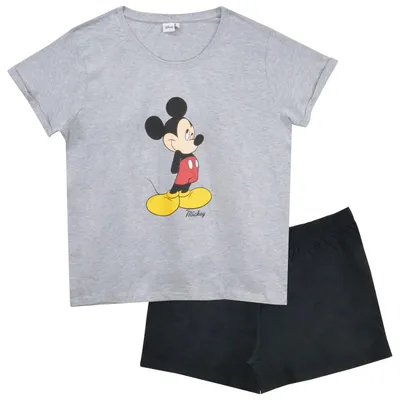 Obrázok produktu pre Dámsky pyžamový set s krátkym rukávom a nohavicami Disney Mickey Mouse sivý čierny L