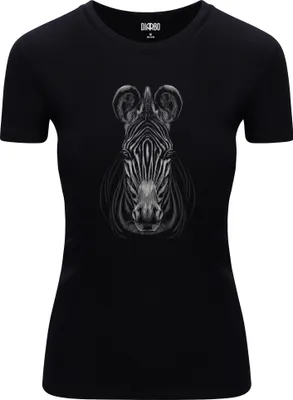 Produktbild von Diarbo Damen T-Shirt mit Aufdruck Wildtierporträts Zebrakopf Schwarz Gr.XL