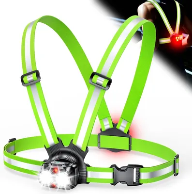 Productafbeelding van Hardlooplamp 800 lumen - Met achterlicht - 6+2 standen - Waterdicht IPX5 - 45 graden kantelbaar - Oplaadbaar