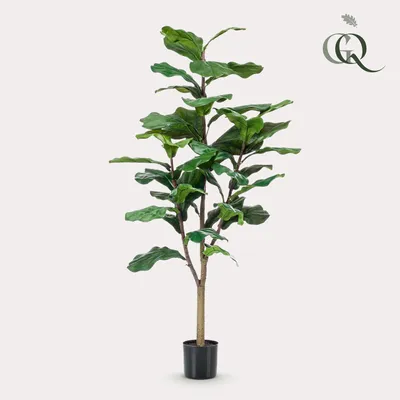 Image de Green boutiQ - Plante artificielle - Ficus Lyrata - Tabaksplant - 120 cm - Vert - Sans entretien - Haute qualité