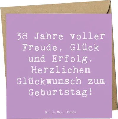 Produktbild von Mr. & Mrs. Panda Klappkarte Spruch 38. Geburtstag Freude - Lavendeltraum - Geschenk, Happy Birthday, doppelkarte, liebe Grüße, Alter, anlasskarte, faltkarte, Grußkarte