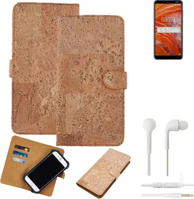 Produktbild von K-S-Trade Hülle kompatibel mit Nokia 6.2 + in ear Kopfhörer Kork Handyhülle Cover  Schutzhülle TPU Case Bumper in Hellbraun, (1x)