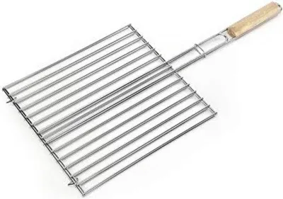 Produktbild von Famanu Grillrost rechteckig - Grillrost mit Holzgriff