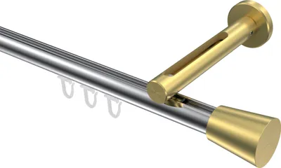 Produktbild von Interdeco Innenlaufstange / Gardinenstange mit Innenlauf Chrom / Messing-Optik, Typ Siteno Sitra (Konus), 20 mm Ø 1-läufig, 320 cm