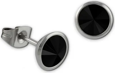 Produktbild von Amello Edelstahl Ohrstecker glitzernde Zirkonia Ohrringe schwarz rund ESOS07S