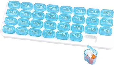 Produktbild von Famanu Pillenorganisator 31 Tage - Tragbarer Medikamentenbehälter für Vitamine und Supplements