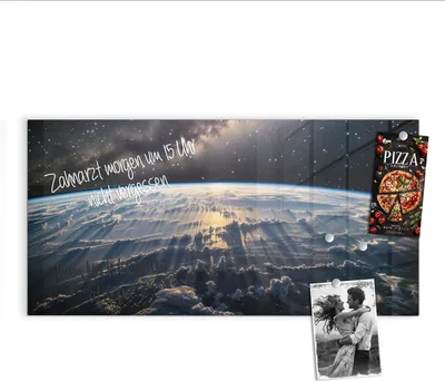 Produktbild von Magnettafel 100x50cm Pinnwand Whiteboard beschreibbar - Weltall Sonnenaufgang