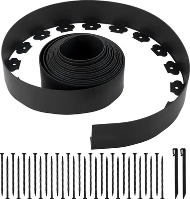 Produktbild von Rasenkante & Beetumrandung - Kunststoff-Beeteinfassung - Größe 10 m x 10 cm - Flexibel - UV-beständig - Mit 30 Erdankern & 2 Erdspießen - Zuschneidbar - Für Beete & Pflaster