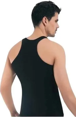Obrázek produktu pro 2 balení pánských spodních košil PREMIUM Rambo Black M Muscle Shirt Bavlna Top Quality K-5