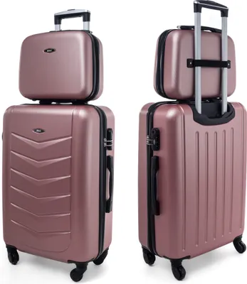 Obrázek produktu pro RGL 520 sada kufrů Kufr z tvrdé skořepiny ABS Odnímatelná kolečka Vozík 2ks kufr L + kosmetický kufřík Rose red