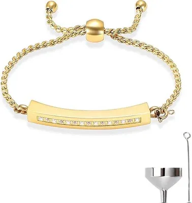 Immagine prodotto di Bracciale Luxe As regolabile da 18 a 28 cm con ciondolo in frassino per ceneri, capelli o profumo - gioielli commemorativi in oro