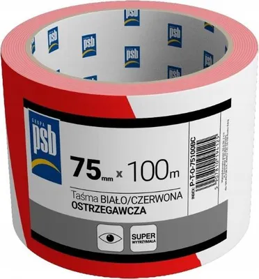 Produktbild von Rotes und weißes Warnband 75 mm x 100m