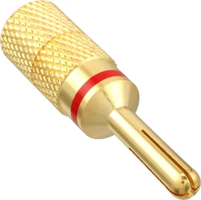 Produktbild von InLine® Bananen Stecker, Schraubversion, Metall, vergoldet, 1 roter Ring, bulk