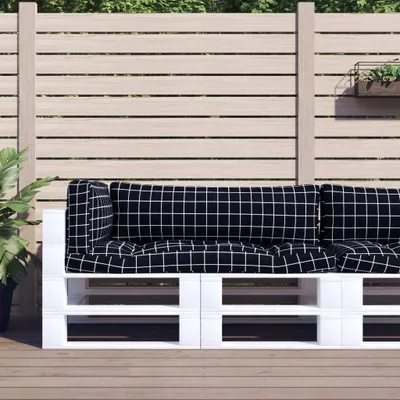Produktbild von The Living Store Palettenkissen 3 Stk. Schwarz Karomuster Oxford-Gewebe
