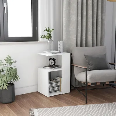 Image de vidaXL Table d'appoint blanche 36x30x56 cm Bois composite - Table d'appoint - Table basse - Tables basses