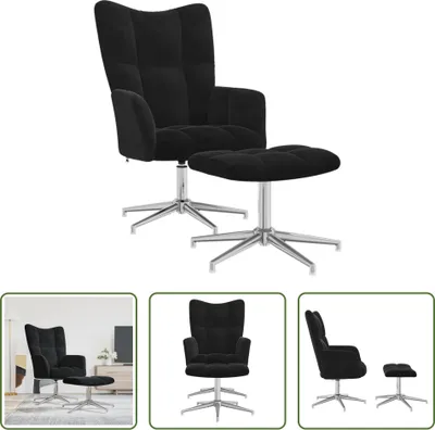 Obrázek produktu pro The Living Store Relax křeslo s podnožkou black velvet