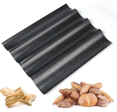 Produktbild von Famanu Baguette Backblech mit Antihaftbeschichtung - Ideal zum Backen zu Hause