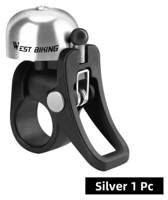 Image de Sonnette de vélo rétro - Sonnette pour guidon de 22,2 mm - Alliage d'aluminium - Son clair et très puissant - Sonnette de sécurité pour vélo - Argent