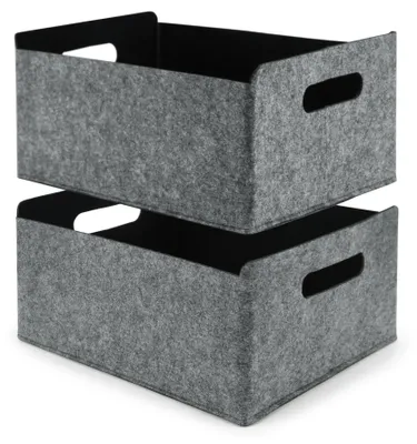 Produktbild von Aufbewahrungsboxen aus Filz, 2 Stück, Grau, 31 x 25 x 15 cm