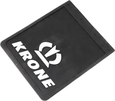 A black mudguard with a white Krone logo.