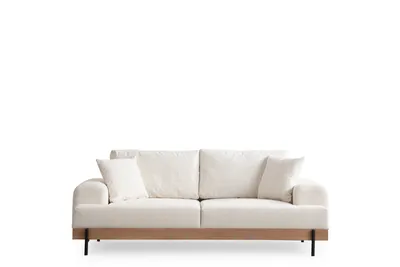 Produktbild von Hanah Home, Eti Oak 3 Seater - White, 3-Sitzer-Sofa, BUCHENHOLZ / SPANPLATTEN, Weiß, 220 x 98 x 78 cm