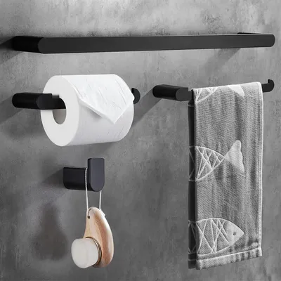 Produktbild von Famanu Handtuchhalter Set 4 Stück - Aluminium, Schwarz