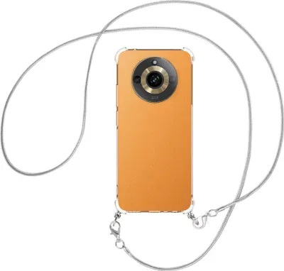 Produktbild von Handykette Backcover-Schutzhülle mit Band (Metall silberfarben) für Realme 11 5G (6.72'') - silberfarbene Snake-Kette