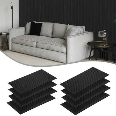 Immagine prodotto di Pannelli acustici in feltro autoadesivi Ikodm, confezione da 8 pezzi, dimensioni 120 x 60 x 0,9 cm, pannelli fonoassorbenti per pareti, con scanalature verticali, colore nero