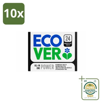 Produktbild von 10 x Ecover All-in-One Power Geschirrspültabs - Vorratspackung - 10 Stücke