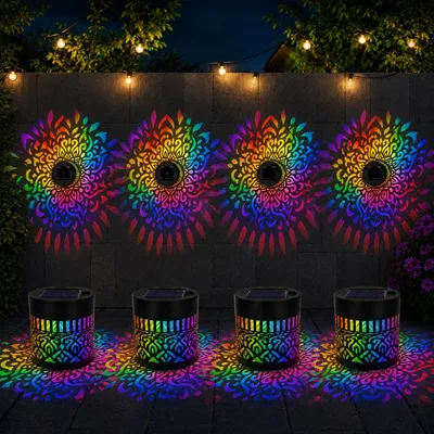 Solar-Wandleuchte Außen, 4er-Set, 7 Farbverläufe, Regenbogen