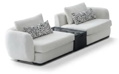 Produktbild von Sofa 2 Sitzer Modern Weiss Schwarz Elegant Couch Modular Mit Tisch