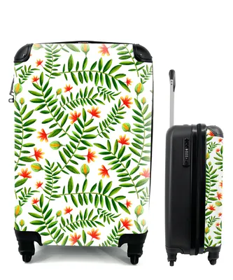 Produktbild von MuchoWow® Koffer Handgepäck Trolley Rollkoffer Kleine Reisekoffer mit 4 Rollen - Dschungel - Blumen - Blätter - Cabin Size < 55x40x23 cm & 55x40x20 cm - Fotokoffer - Kabinenkoffer - Boardgepäck - Reise-Box - Reisekoffer - Reisegepäck - Koffer mit Bild - Trolley für Kinder