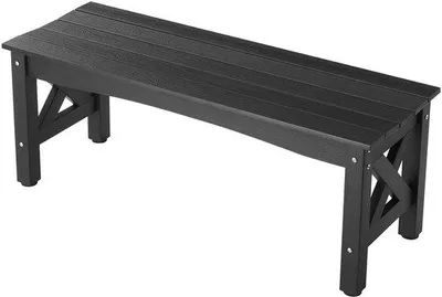 Produktbild von Außenbank, 113 cm, Tragfähigkeit 272 kg, Dauerhafter Kunststoffrahmen mit Verstellbarem Fuß und Stabileren, Terrassenbank, Garten, Park, Einfriedung oder Veranda, schwarz