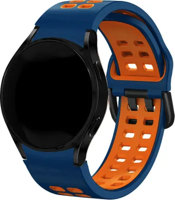 Produktbild von Strap-it Samsung Galaxy Watch 4 Classic 46mm Block Sport Armband (Blau/Orange)