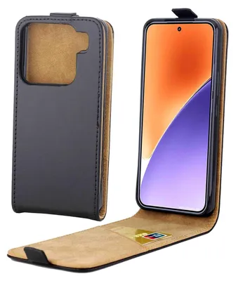 Image de Étui de protection vertical en similicuir pour Xiaomi 15, modèle à rabat, noir