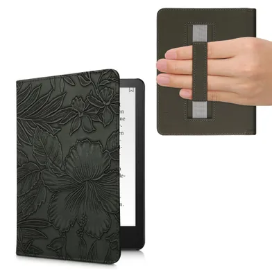 Produktbild von kwmobile Klapphülle kompatibel mit Amazon Kindle Paperwhite 11. Generation 2021 Hülle - Flipcase für Kindle Paperwhite Hülle mit Handschlaufe - Blumen