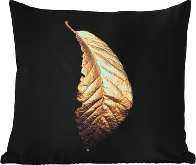 Produktbild von MuchoWow® Outdoor Kissen - Blätter - Luxus - Gold - Schwarz - Natur - 45x45 cm - Wetterfest - Lounge Kissen - Fotokissen - Dekoratives Kissen