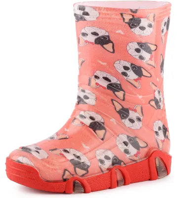 Produktbild von Ladeheid Kinder Mädchen Jungen Gummistiefel Gefüttert SwkBW (Pink Hunde, 25/26)
