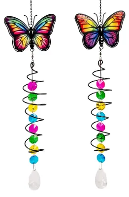 Produktbild von formano 2er Set Schmetterling Fensterhänger aus Farbglas Deko Hänger 51 x 15 cm