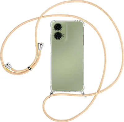 Produktbild von Handykette Backcover-Schutzhülle mit Band (Metall silberfarben) für Motorola Moto G24 - Goldkordel
