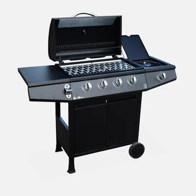 Immagine prodotto di Barbecue a gas a 4 bruciatori con fuoco laterale, Nero